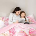 thumbnail image 4 of Manfei Golden Pink Bow Twin Comforter Sets,Girls Personalized Letter A Bedding Set,Pink Reversible,2 Pieces,1 Comforter and 1 Pillowcase, 4 of 7