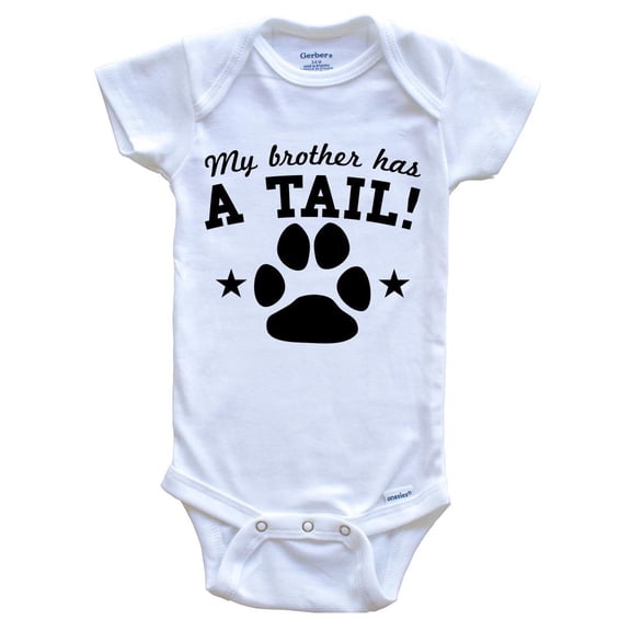 My Brother Has A Tail Funny Baby Bodysuit For Dog Owners, 0-3 Months White