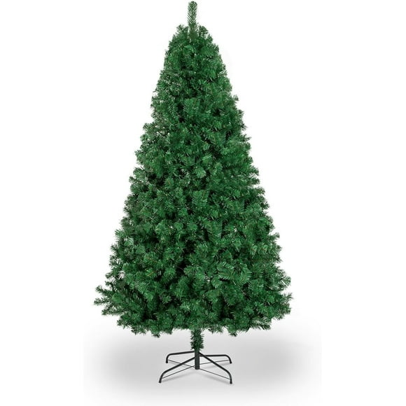 7ft 881 Branch Half Christmas Tree with 230LED Lights PVC Branch Iron Bracket Tender Green Christmas Tree