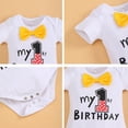 thumbnail image 6 of IBTOM CASTLE Baby Boys First Birthday Outfits Suspenders Bloomers Bowtie Mouse Ear Cake Smash Photography Props, 4-Piece 12-18 Months White-My 1st Birthday, 6 of 7
