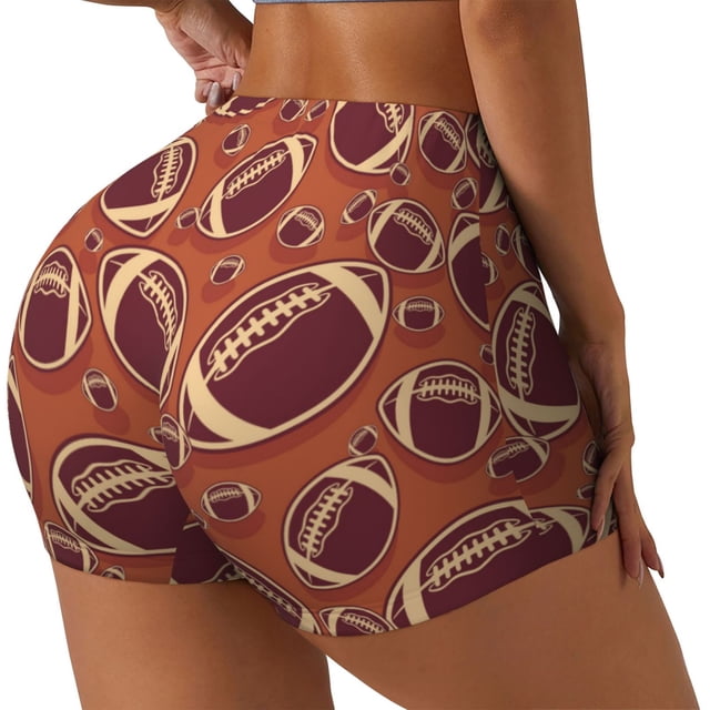 Balery American Football1 Pantalones cortos de entrenamiento estampados para mujer, sin costuras, ajustados, para gimnasio, yoga, correr, deportes, ejercicio activo, fitness.-Large