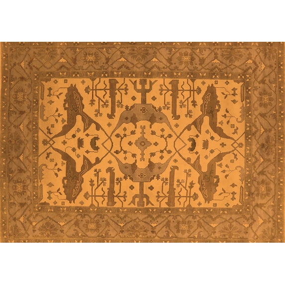 Ahgly Company Indoor Rectangle Oriental Orange Industrial Area Rugs, 5' x 8'