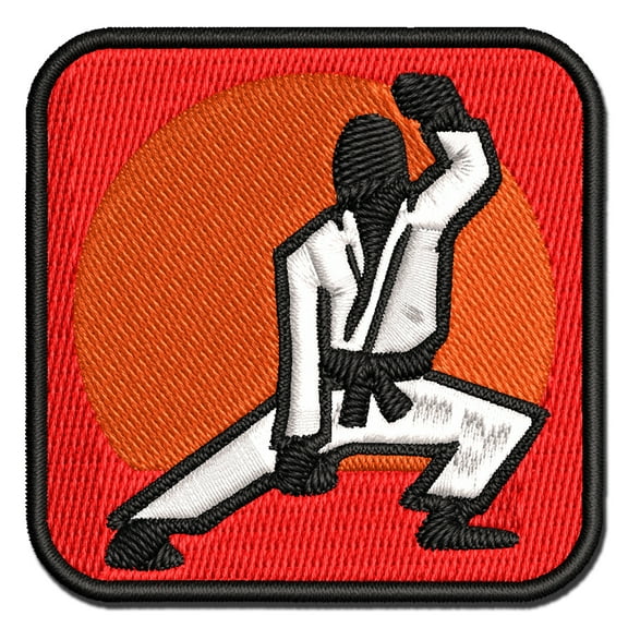 Kung Fu Martial Arts Crouch Stance Karate Gi Applique Multi-Color Embroidered Iron-On Patch - 2.5 Inch Small