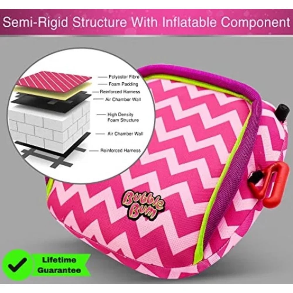 BubbleBum Booster Seats Inflatable Booster Car Seats for Kids Aged 4 to 11 Years, Pink Style