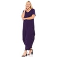 thumbnail image 3 of Pastel by Vivienne Women's Short Sleeve Harem Jumpsuit in Plus Size Eggplant XX-Large, 3 of 4
