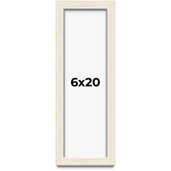 6x20 Shadow Box Frame White | 1.125 Inches Deep Real Wood Rustic Shadowbox Display Frame | UV