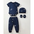 thumbnail image 3 of KIMI BEAR Newborn Baby Boys Layette Gift Set 6-9 Months Summer Outfits 4 Packs Short Sleeves Romper Top + Pants + Hats + Gloves 16pcs Blue, 3 of 10