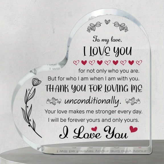 Heartfelt Acrylic Heart-Shaped Decorative Plaque Gift For Lovers - Romantic Saying, Gift For Him Her, Boyfriend Girlfriend, Wife Husband, Unique I Love You Keepsake, Birthday Gift