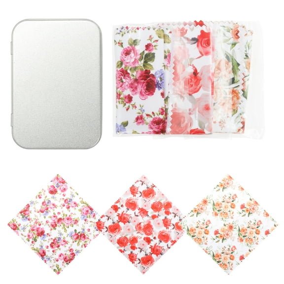 Dongyi 6-Pack Individually Wrapped Microfiber Cleaning Cloths - 6.3x6.3 Inch with Storage Tin, Flower Design Lens Cleaning Wipes for Glasses, Phone Screens & Eyewear
