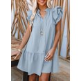 thumbnail image 5 of Asyoly Womens Dresses V-Neck Drawstring Ruffle Cap Sleeve Side Pockets Mini Dress Shirt Dresses For Women, 5 of 5