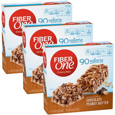 (3 pack) (3 Pack) Fiber One 90 Calorie Chocolate Peanut Butter Bars, 4.1 oz
