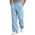 thumbnail image 2 of Men's Sweatpants Loose Fit Joggers Pockets Drawstring Heavyweight Fleece Lounge Athletic Pants for Men Light Blue XXL, 2 of 6