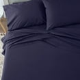 thumbnail image 3 of Soft Lightweight Brushed Cotton Blend Bed Sheet Set – 4-Piece King – Navy, 3 of 11