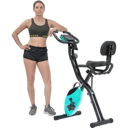 Walkfairy Folding Exercise Bike  10 Levels of Resistance Stationary Bike  Adjustable Resistance  Arm Bands and Backrest