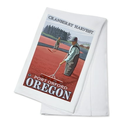Cranberry Port Cranberry Bogs Harvest - Port Orford, Oregon - LP Original Poster (100% Cotton Kitchen Towel) ()