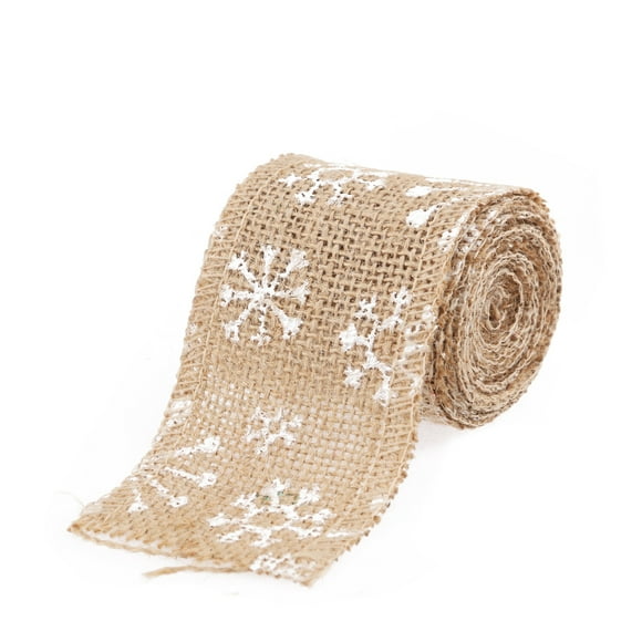KAKOWELY Brown Burlap Ribbon with Snowflake Design for DIY Crafts Home Decoration 2m Length 6cm Width,78.74"X2.36"X0.08"