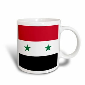 3drose Flag Of Syria Syrian Red White Black With Two Green Stars