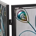 thumbnail image 6 of DecMode Black Eclectic Metal Fireplace Screen with Colorful Peacock Detail and Iron Frame, 48"W x 32"H, 6 of 14