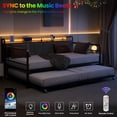 thumbnail image 4 of QinaQin Daybed individual con cama nido, luz LED, cabecera tapizada en lino y estación de carga, estructura metálica resistente para sala, recámara o visitas, 4 of 7