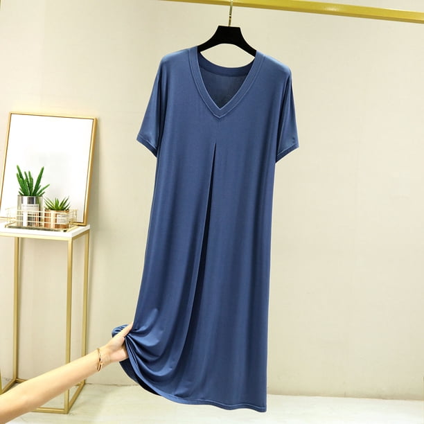 Camisón corto de algodón para mujer, con tirantes, color liso, holgado y cómodo, sin mangas
