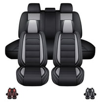 Customed For 2005-2023 Toyota Tacoma Crew Cab/Double Cab Front Rear Seat Covers PU Leather,Black&Gray
