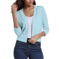 thumbnail image 5 of Women'S 3/4 Sleeve Cropped Cardigan Sweater Elegant Shrugs For Women Simple And Versatile Short Powder blue M, 5 of 5