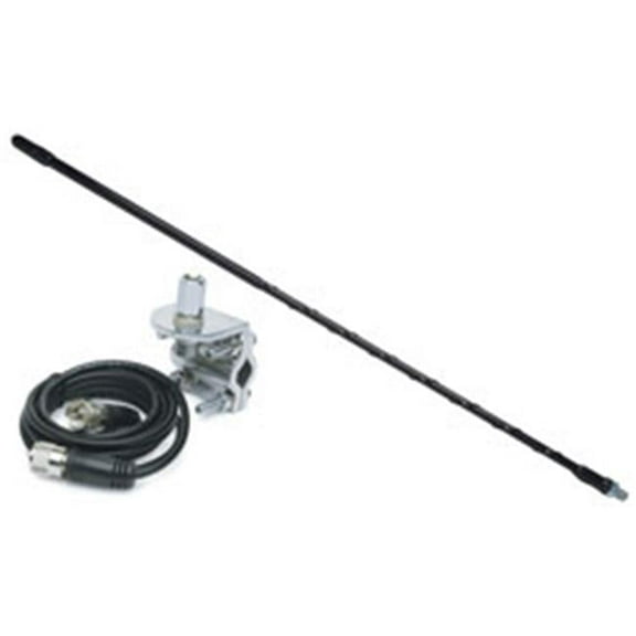 3 ft. Top Loaded Fiberglass CB Antenna with Mirror Mount & Cable - 750 Watt Black