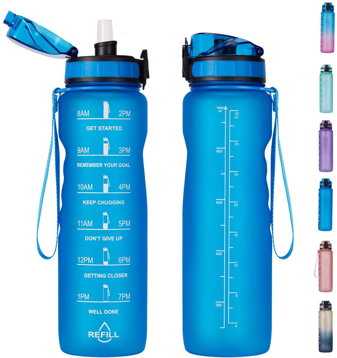 Premium Motivational Water Bottles with Times to Drink Reusable BPA-Free Water Jug with Time Marker for Sports Fitness Gym Outdoor Favofit Gallon Water Bottle with Straw 