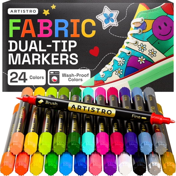 Marcadores para tela ARTISTRO de 24 colores permanentes de doble punta