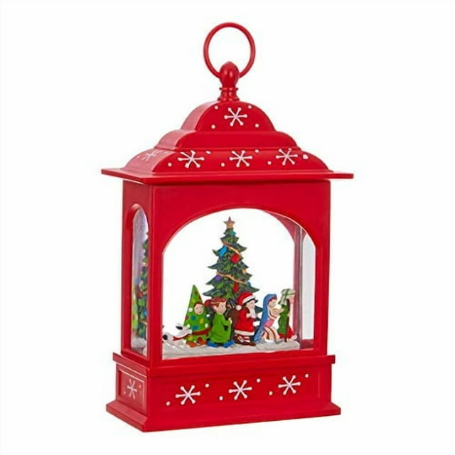 Raz 3900790 Christmas Pageant Lighted Musical Lantern with Timer, 11-inch High