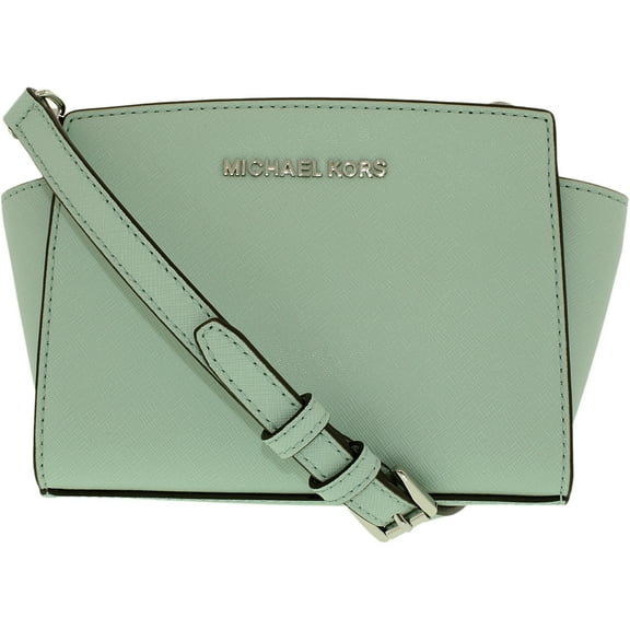 Women's Leather Messenger Bag - Celadon Green