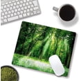 thumbnail image 5 of Mouse Pad, Green Forest Mouse Pad Design, Cute Mouse Pads Square Waterproof Compute Mouse Mat Non-Slip Rubber Base MousePads for Laptop PC Office, Natural Landscape Trees, 5 of 6