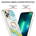 thumbnail image 2 of SaniMore for iPhone 13 Pro Max 6.7" 2021 Case with 360 Degree Rotating Metal Ring Shockproof TPU Backplane Marble Pattern Luxury Fashion Anti-drop Cover For iPhone 13 Pro Max, Green/Pink, 2 of 4