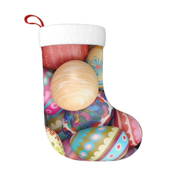Rateoe Easter Eggs Print Christmas Stockings,18 Inch Large Christmas Stockings Decoration Ornaments for Holiday Home Fireplace Indoors