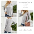 thumbnail image 5 of Long-Sleeve Lace-Trimmed Sweater with Round Neck and Side Pockets, Light Gray, Size S - Stylish Women's Casual Top, 5 of 6