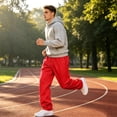 thumbnail image 6 of Garbnen Sweatpants for Men Baggy Workout Athletic Gym Mens Straight Leg Sweatpants Elastic Waist S-5xl Mens Trousers Lightweigh Fall Winter Lounge Pants for Men with Pocket Red 5XL, 6 of 8