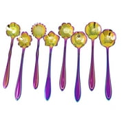 Metallic Rainbow Mini Flower Dessert or Espresso Spoons, Approx. 5-Inches, Set of 8
