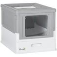 thumbnail image 6 of Glavbiku Foldable PP Enclosed Cat Litter Box with Scoop,Portable Pet Cat Litter House with Tray,Gray, 6 of 11