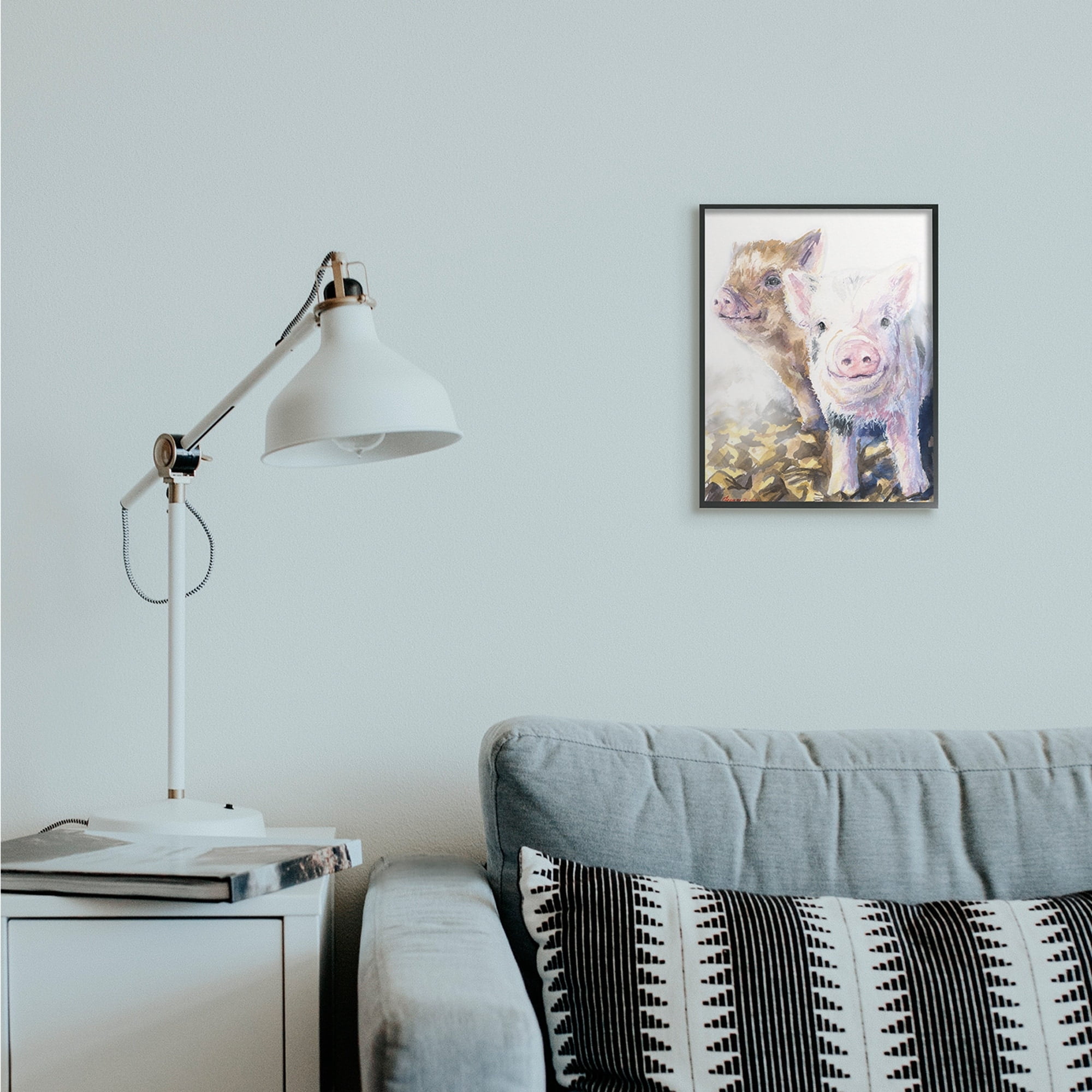 Stupell Industries Baby Piglets Smiling Adorable Farm Animals Black Framed, 11 x 14, Design by George Dyachenko