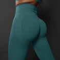thumbnail image 4 of OSOLU New Knitted Seamless Push Up Tight Yoga Pants For Women High Waist And Show Running And Fitness Pants Workout Stretchy Running Tummy Control Joggers Bottoms Blue S, 4 of 5
