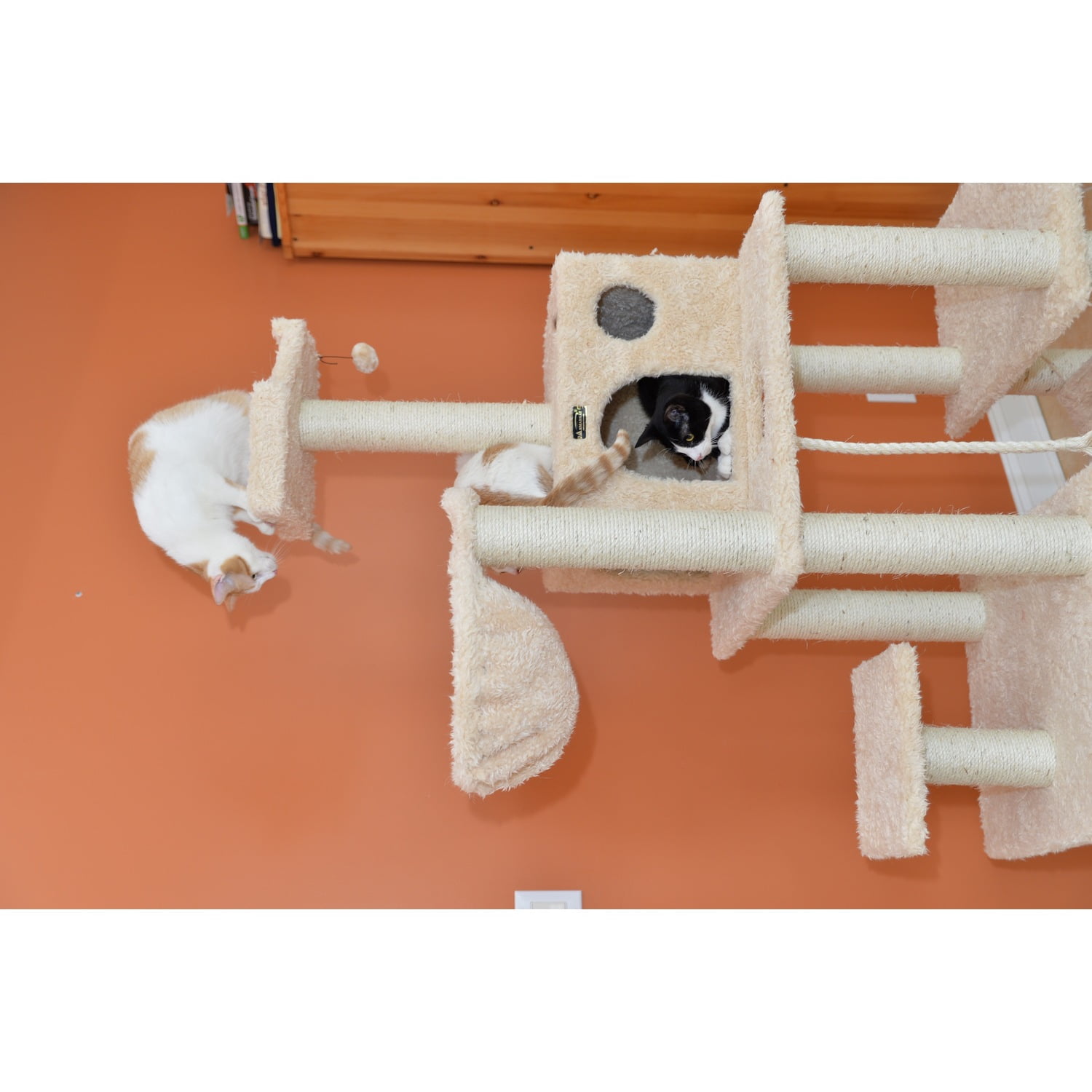 Armarkat 69-in Mult -Level Real Wood Cat Tree Hammock Bed, Climbing Center for Cats and Kittens A6901 Beige