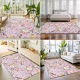 thumbnail image 4 of Area Rugs 3'x5', Pink Spring Floral Carpet Runner Indoor Outdoor Rugs Home Decor Aesthetic, Elegant Farmhouse Flowers Birds Watercolor Non Slip Mats Washable Accent Rug for Living Room Bedroom, 4 of 8