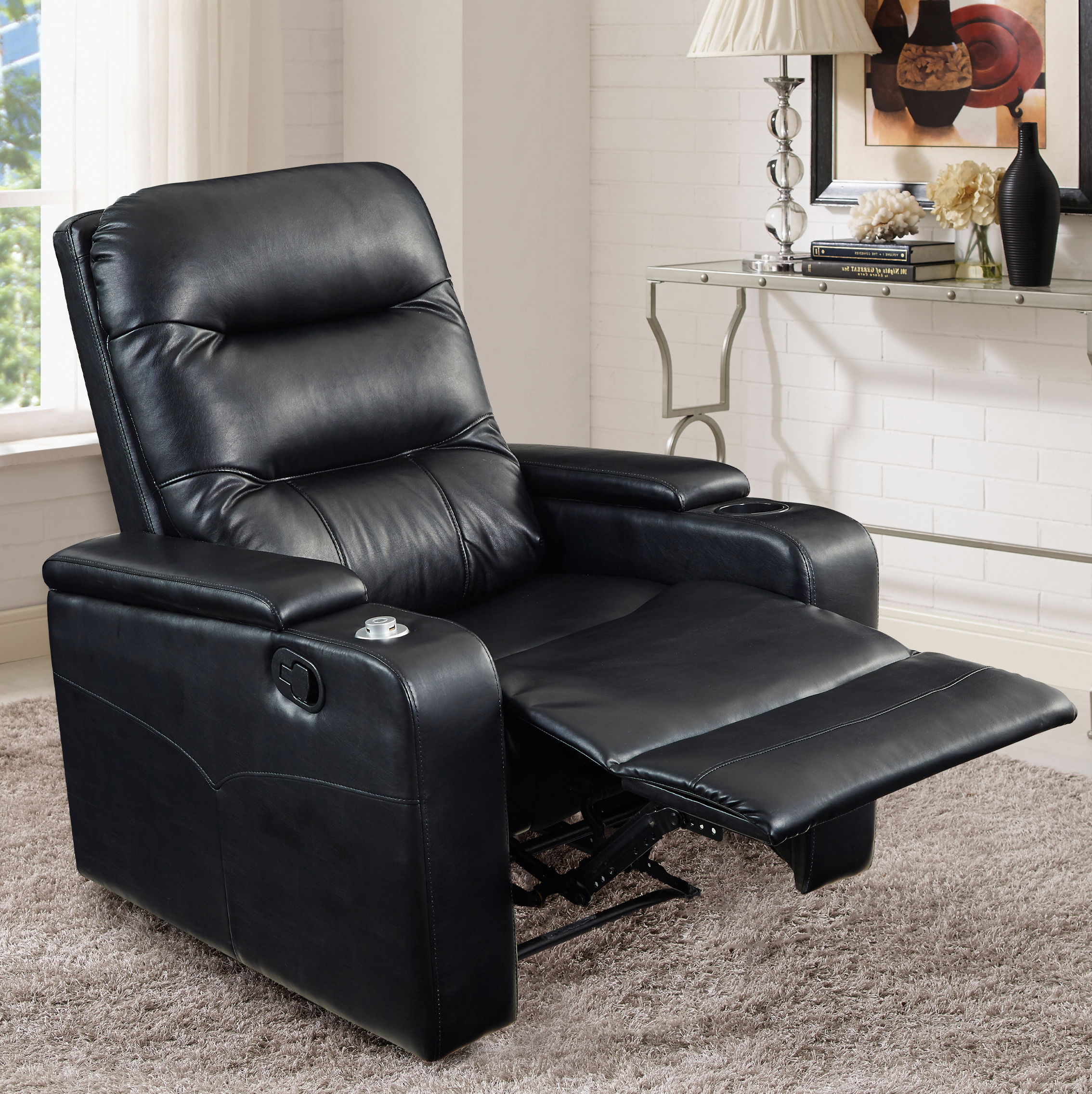 Relax-a-Lounger Lilac Manual Standard Recliner, Black Fabric - image 5 of 16