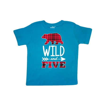 

Inktastic Plaid Bear Wild and 5 with Arrow Gift Toddler Boy or Toddler Girl T-Shirt