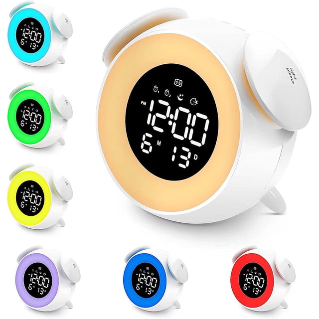 Está bien despertar el despertador para niños, reloj de entrenamiento para dormir para niños pequeños con luz nocturna, despertador fácil de configurar con visualización de la ho