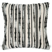 Stripe Woven Braids 100% Cotton Boho Square Decorative Throw Pillow Cover Black and Grey 18in x18in (45cm x 45cm),For Bedroom or Couch