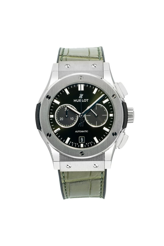 Pre-Owned Hublot Classic Fusion Chronograph 541.NX.8970.LR Mens 42mm Titanium Green Dial Automatic Watch