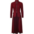 thumbnail image 4 of Women Long Dovetail Gothic Trench Coat Front Zipper Up Tailcoat Jacket, 4 of 6