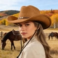 thumbnail image 2 of Chapeau de Cowboy à Thème Occidental pour Usage Extérieur Style Jazz Classique Mode Couvre-Chef Soleil Toutes Saisons Design Différent, 2 of 6
