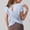Blue, variant on Plus Size T-Shirt for Women New Women’s Yoga Workout Tops Fashion Back Crossover Shorts Sleeve T-Shirt Round Neck Breathable Sport Tee